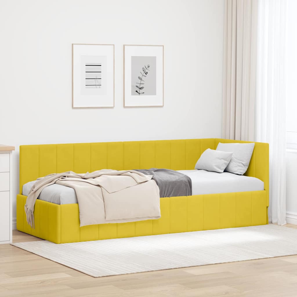 Cadre de lit d'angle Jaune 80 cm x 200 cm Velours - XIOS