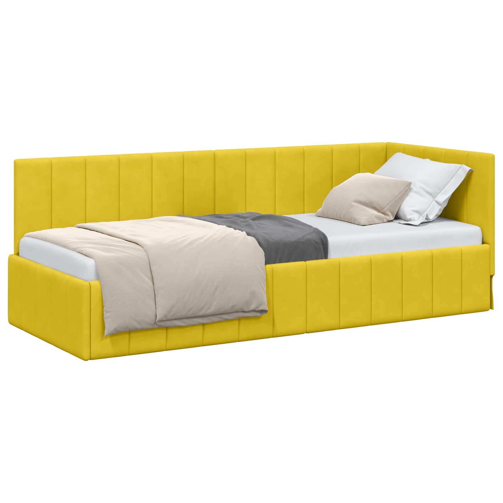 Cadre de lit d'angle Jaune 80 cm x 200 cm Velours - XIOS