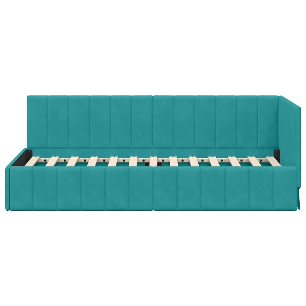 Cadre de lit d'angle Turquoise 80 cm x 200 cm Velours - XIOS