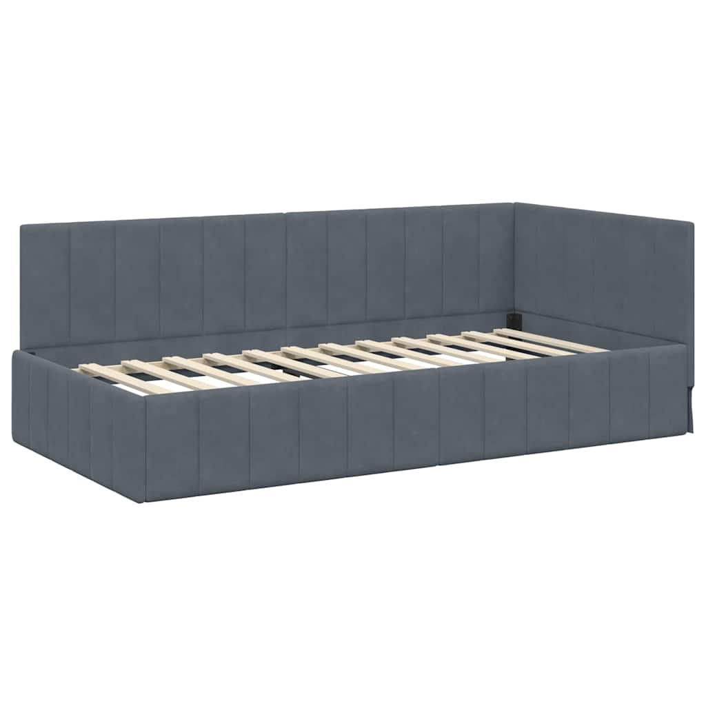 Cadre de lit d'angle Gris foncé 90 cm x 190 cm Velours - XIOS