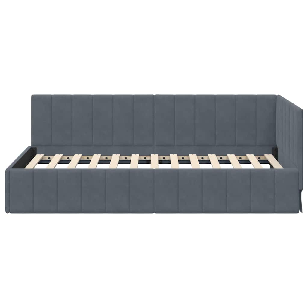 Cadre de lit d'angle Gris foncé 90 cm x 190 cm Velours - XIOS