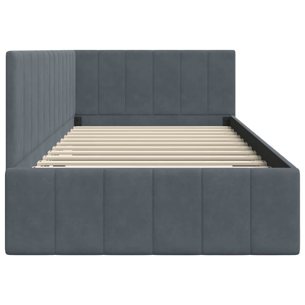 Cadre de lit d'angle Gris foncé 90 cm x 190 cm Velours - XIOS