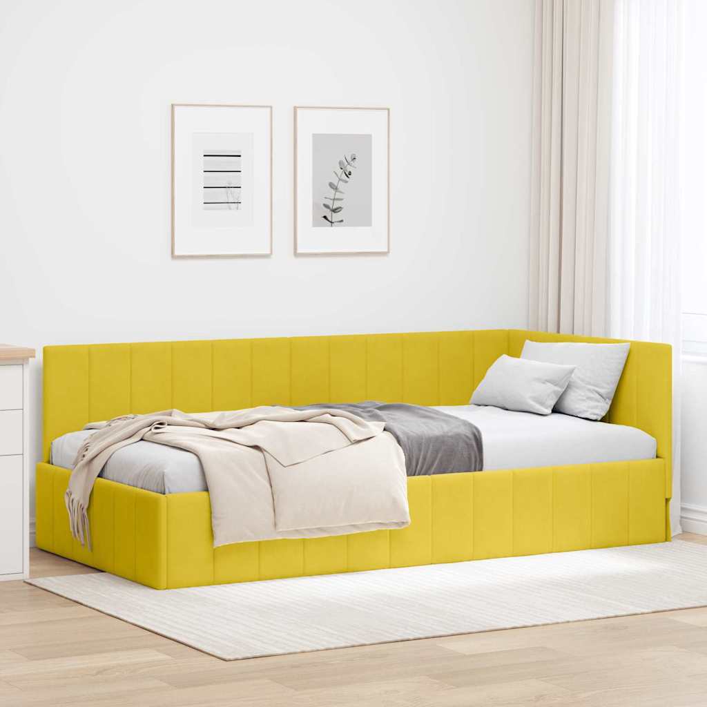 Cadre de lit d'angle Jaune 90 cm x 190 cm Velours - XIOS