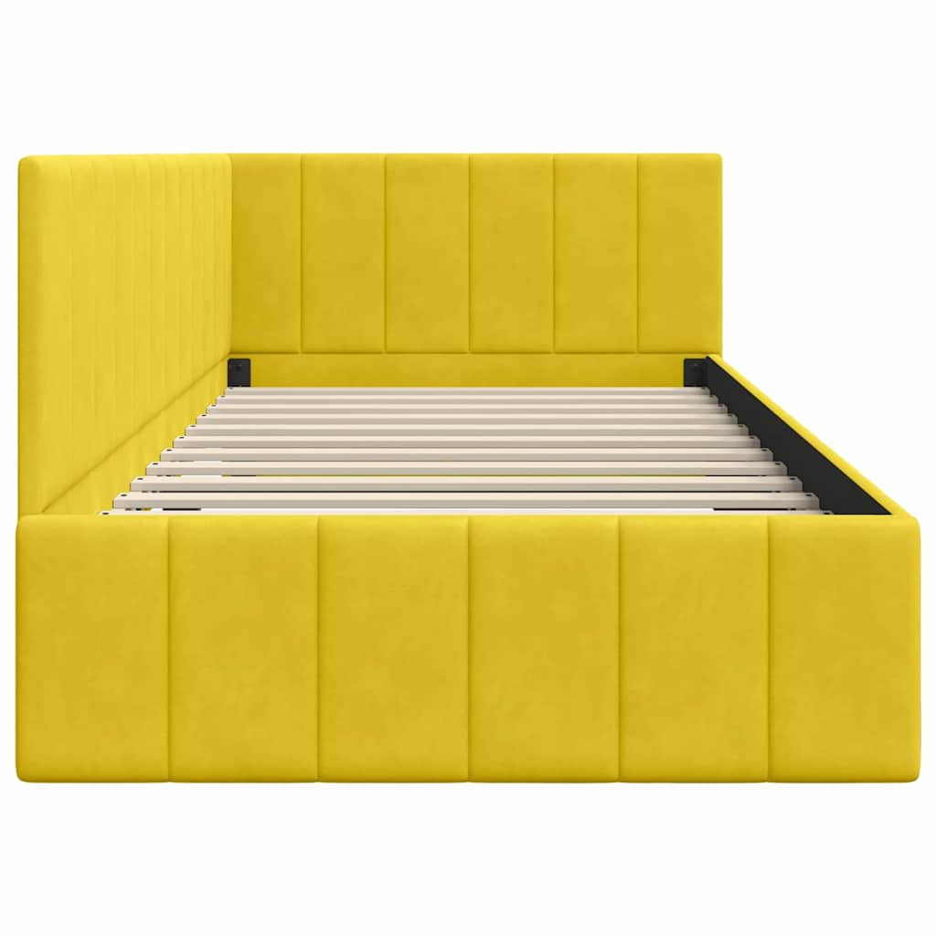 Cadre de lit d'angle Jaune 90 cm x 190 cm Velours - XIOS