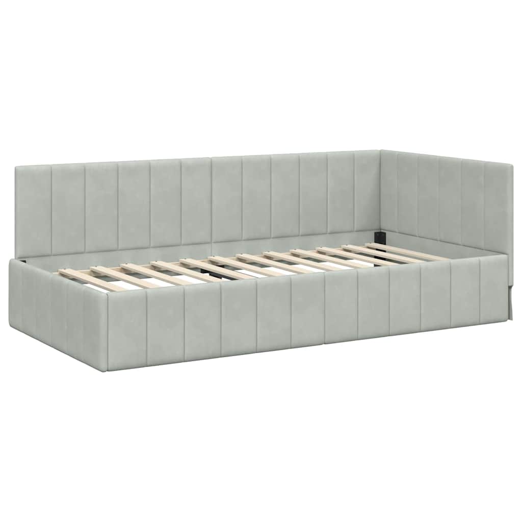 Cadre de lit d'angle Gris clair 90 cm x 200 cm Velours - XIOS