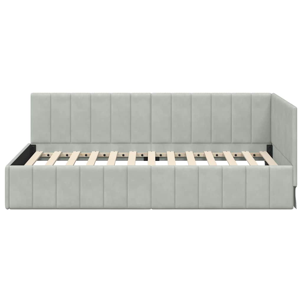 Cadre de lit d'angle Gris clair 90 cm x 200 cm Velours - XIOS
