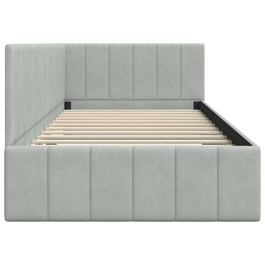 Cadre de lit d'angle Gris clair 90 cm x 200 cm Velours - XIOS