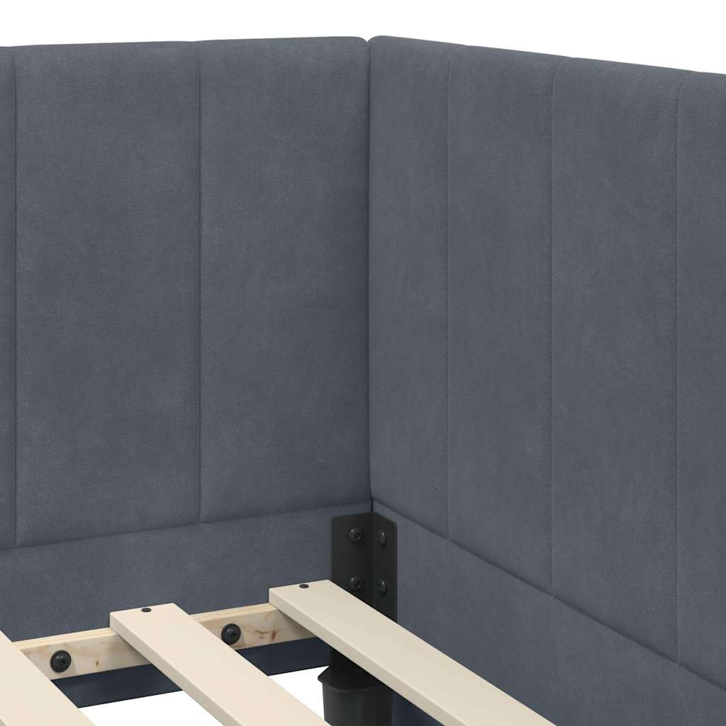 Cadre de lit d'angle Gris foncé 90 cm x 200 cm Velours - XIOS