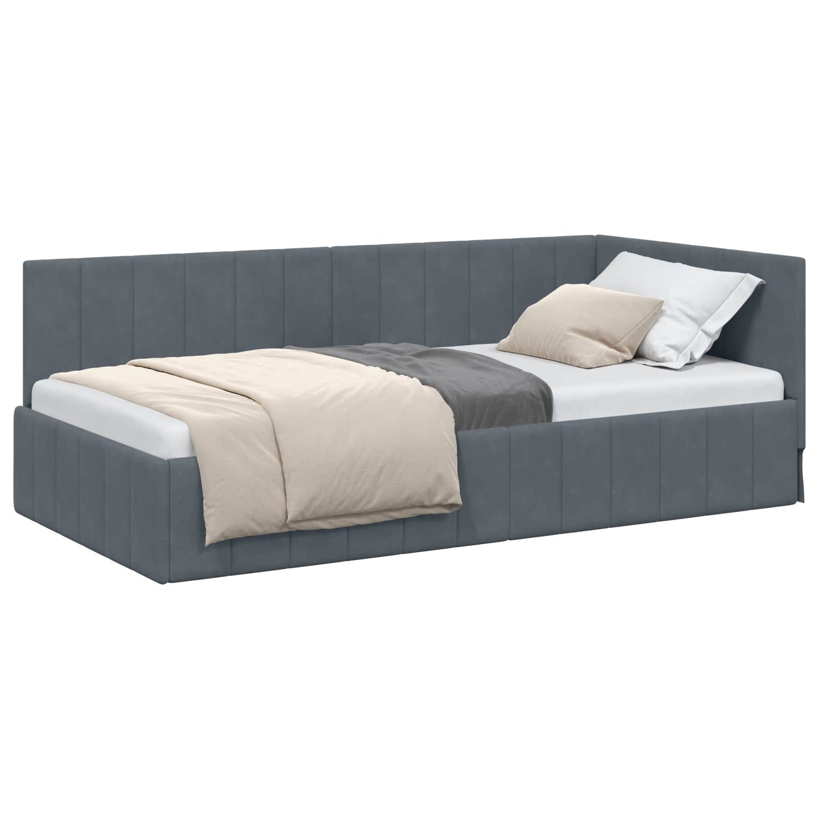 Cadre de lit d'angle Gris foncé 90 cm x 200 cm Velours - XIOS
