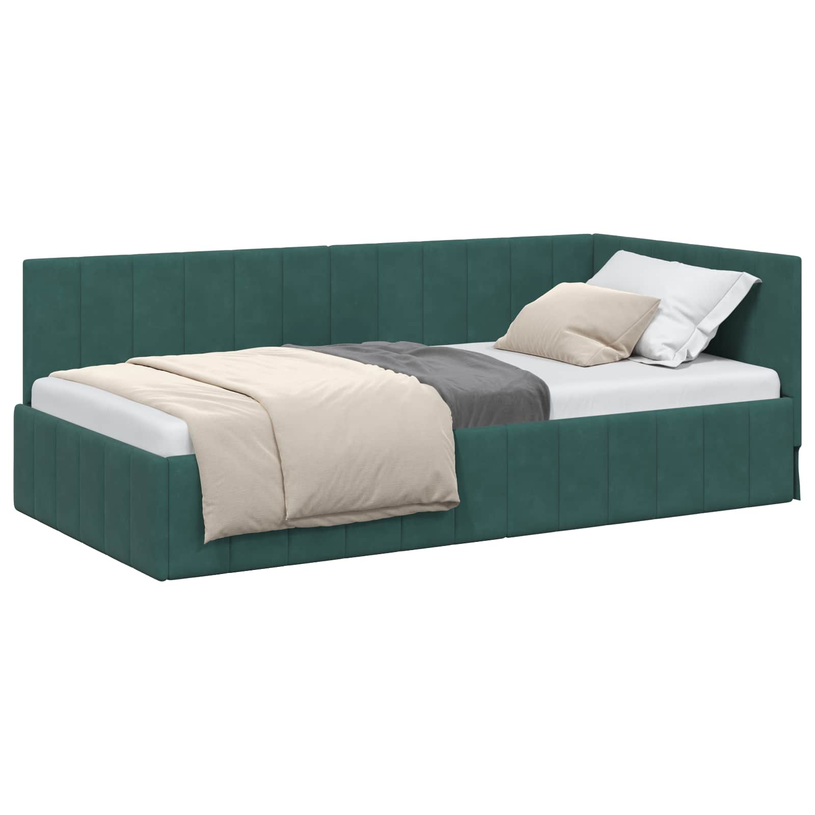 Cadre de lit d'angle Vert foncé 90 cm x 200 cm Velours