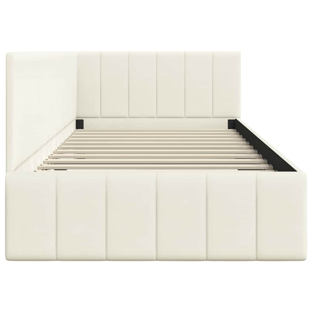 Cadre de lit d'angle Crème 90 cm x 200 cm Velours