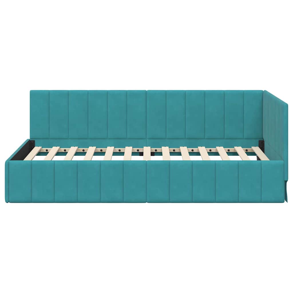 Cadre de lit d'angle Turquoise 90 cm x 200 cm Velours - XIOS