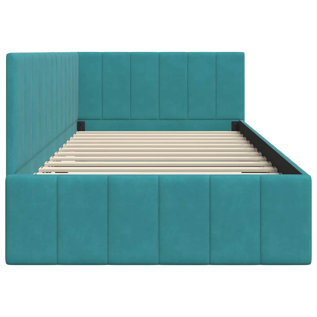 Cadre de lit d'angle Turquoise 90 cm x 200 cm Velours - XIOS