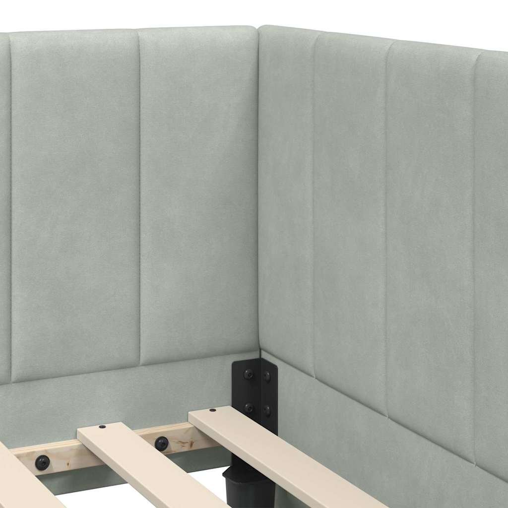 Cadre de lit d'angle Gris clair 100 cm x 200 cm Velours - XIOS