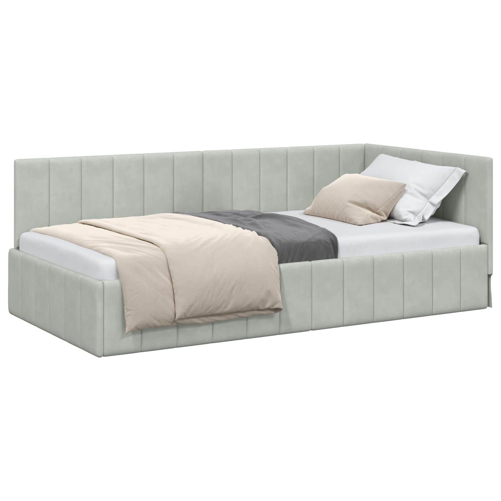 Cadre de lit d'angle Gris clair 100 cm x 200 cm Velours - XIOS