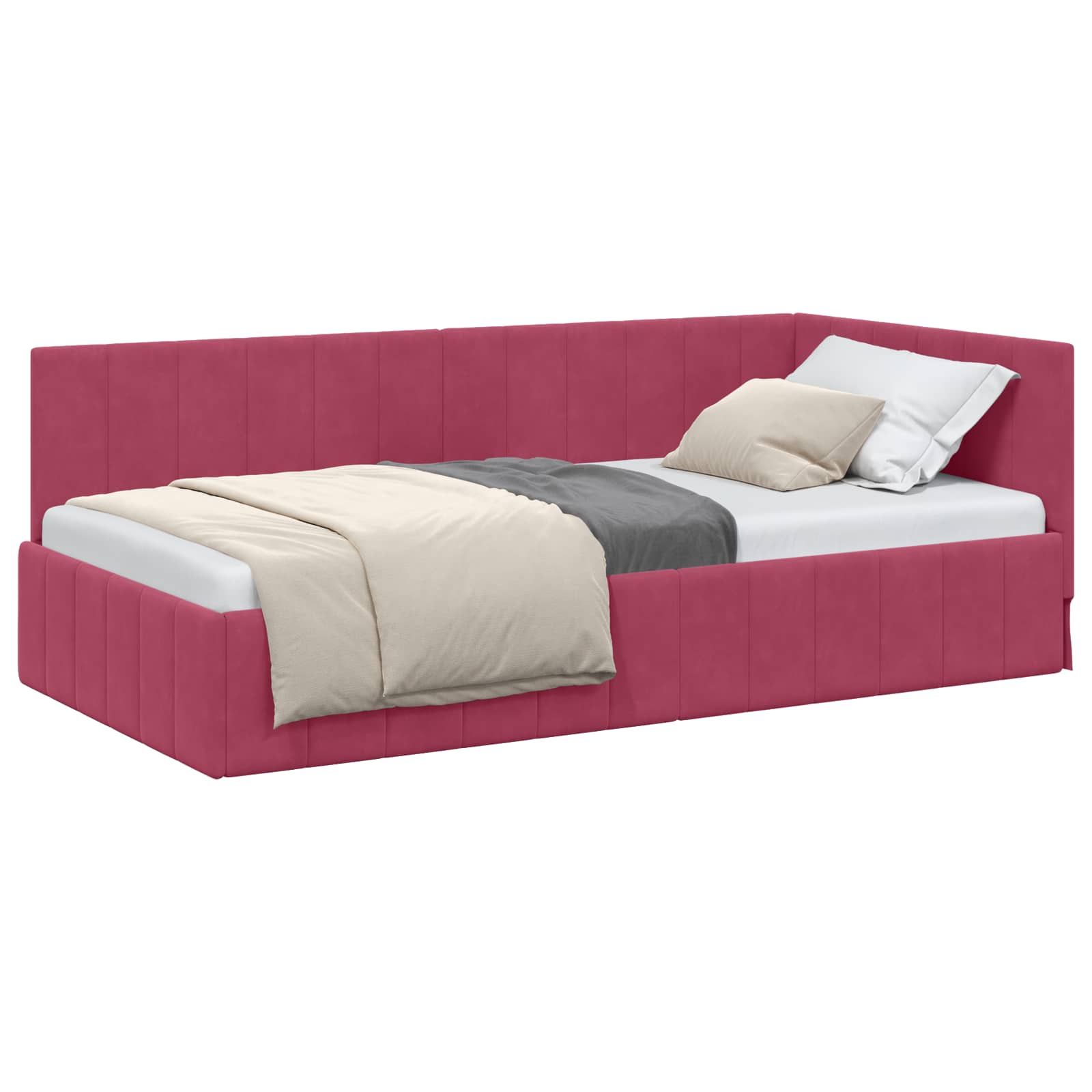 Cadre de lit d'angle Bordeaux 100 cm x 200 cm Velours - XIOS