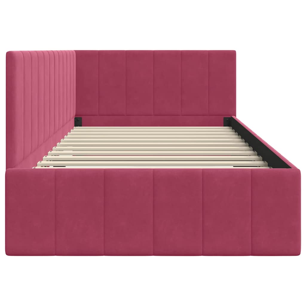 Cadre de lit d'angle Bordeaux 100 cm x 200 cm Velours - XIOS