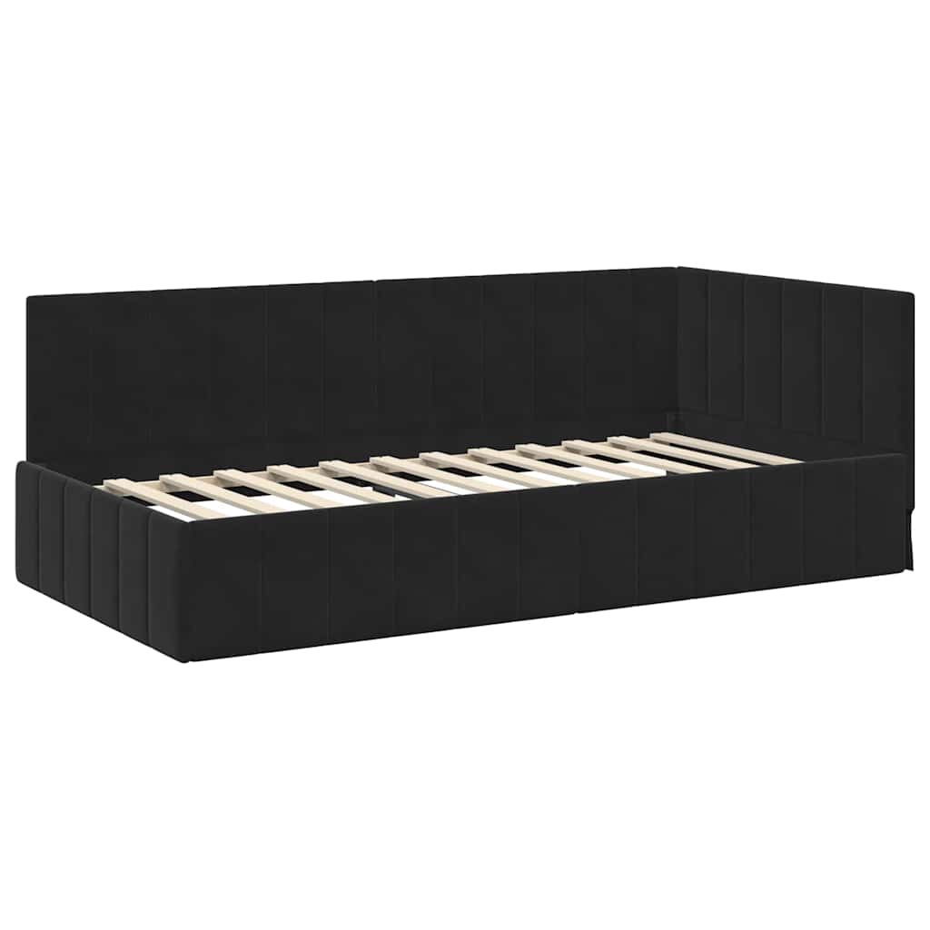 Cadre de lit d'angle Noir 100 cm x 200 cm Velours - XIOS