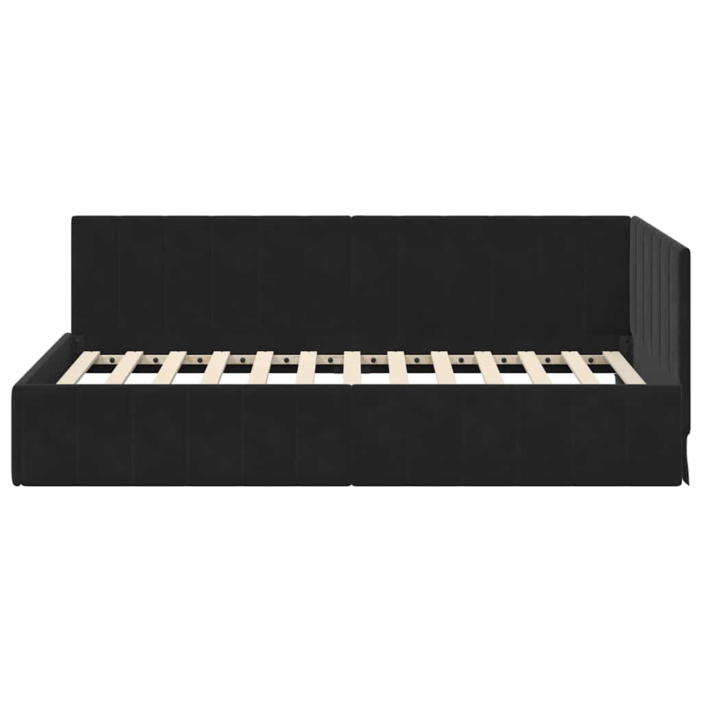 Cadre de lit d'angle Noir 100 cm x 200 cm Velours - XIOS