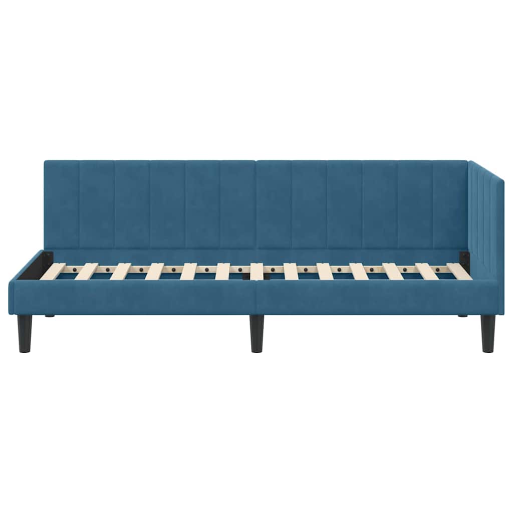 Cadre de lit d'angle avec tête de lit Bleu 80 x 200 cm Velours - XIOS