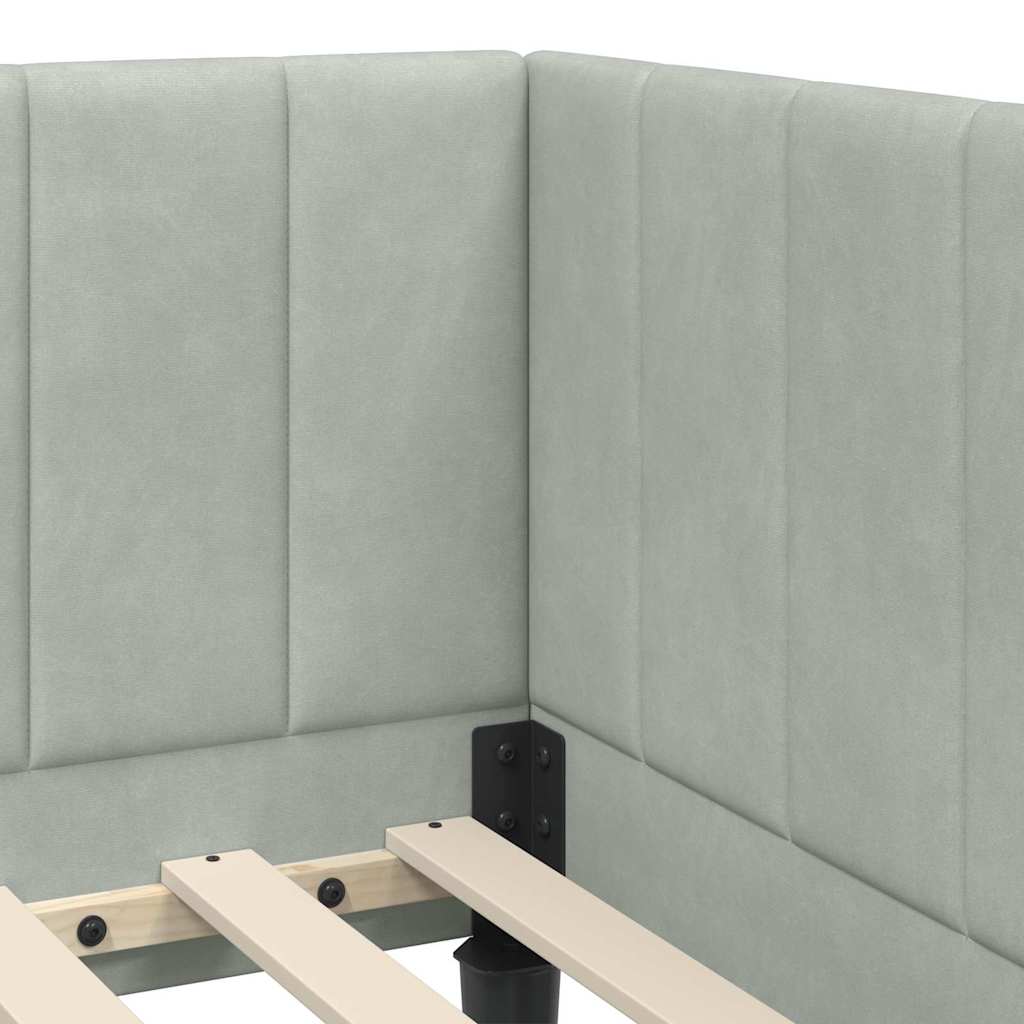 Cadre de lit d'angle Gris clair 80 x 200 cm Velours - XIOS