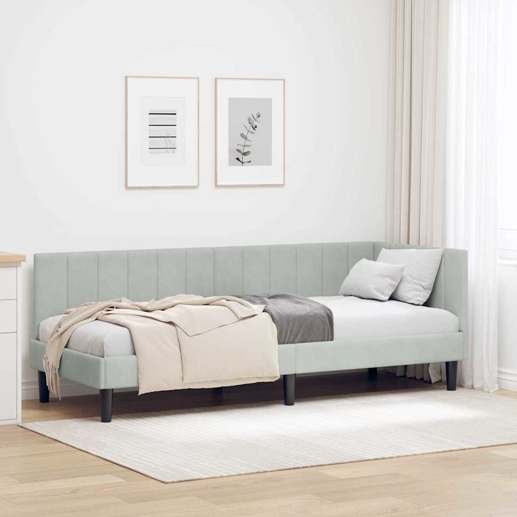 Cadre de lit d'angle Gris clair 80 x 200 cm Velours - XIOS