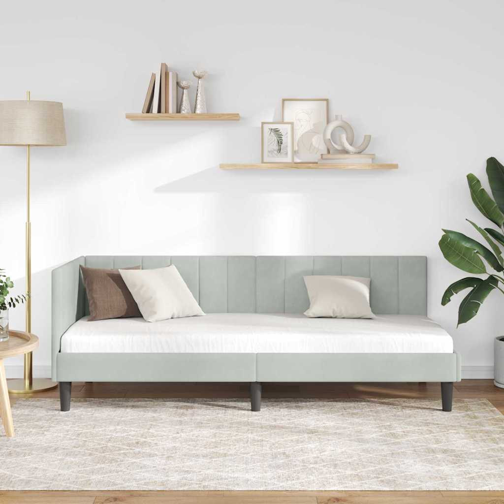 Cadre de lit d'angle Gris clair 80 x 200 cm Velours - XIOS