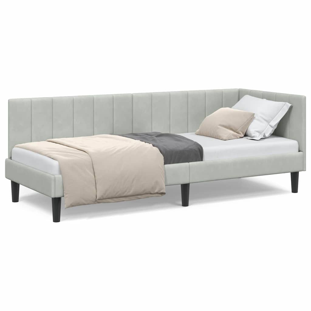 Cadre de lit d'angle Gris clair 80 x 200 cm Velours - XIOS