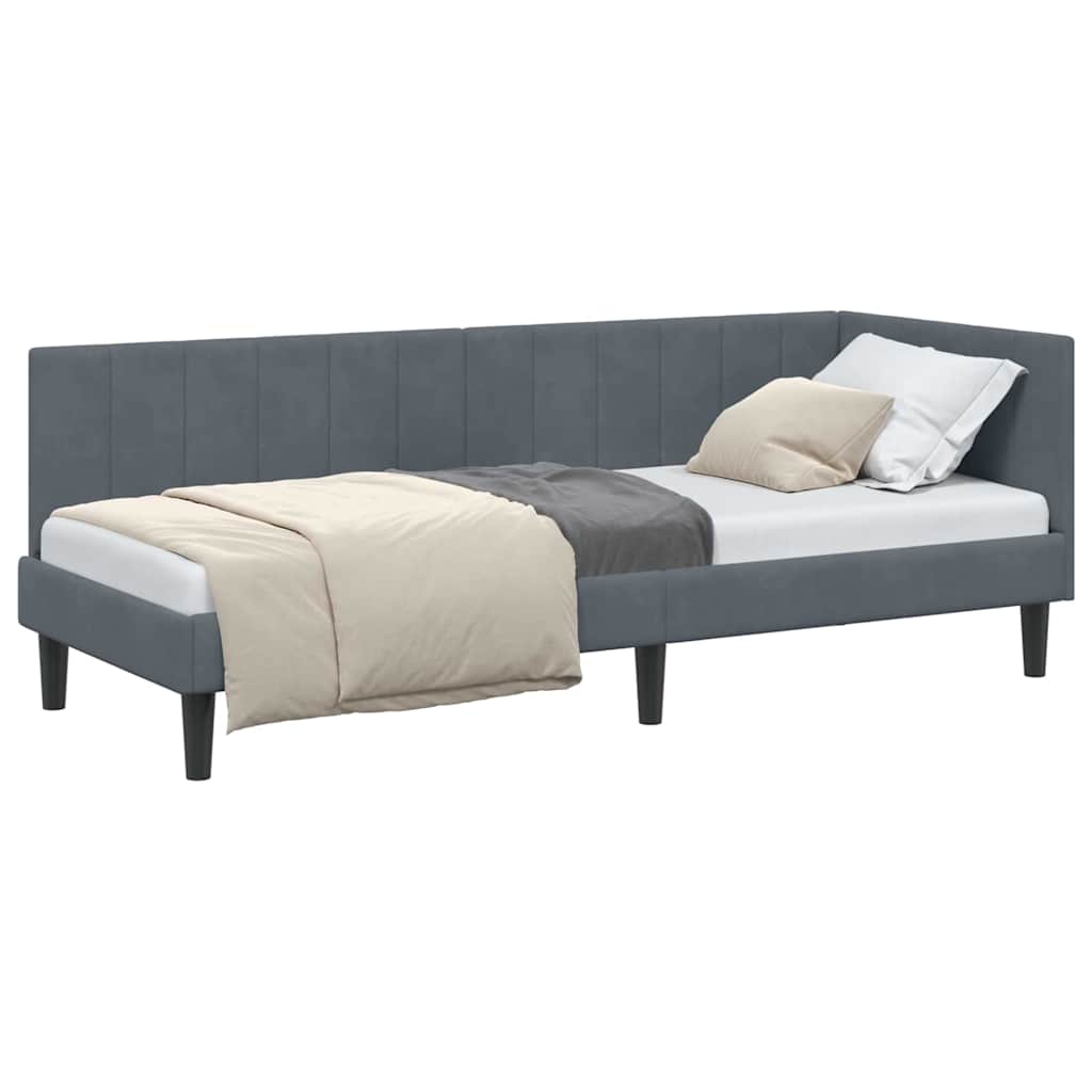 Cadre de lit d'angle Gris foncé 80 x 200 cm Velours - XIOS