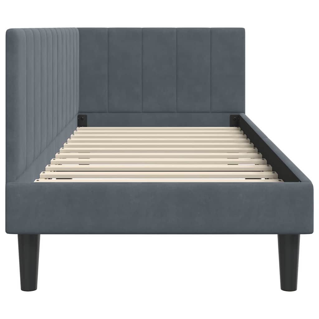 Cadre de lit d'angle Gris foncé 80 x 200 cm Velours - XIOS