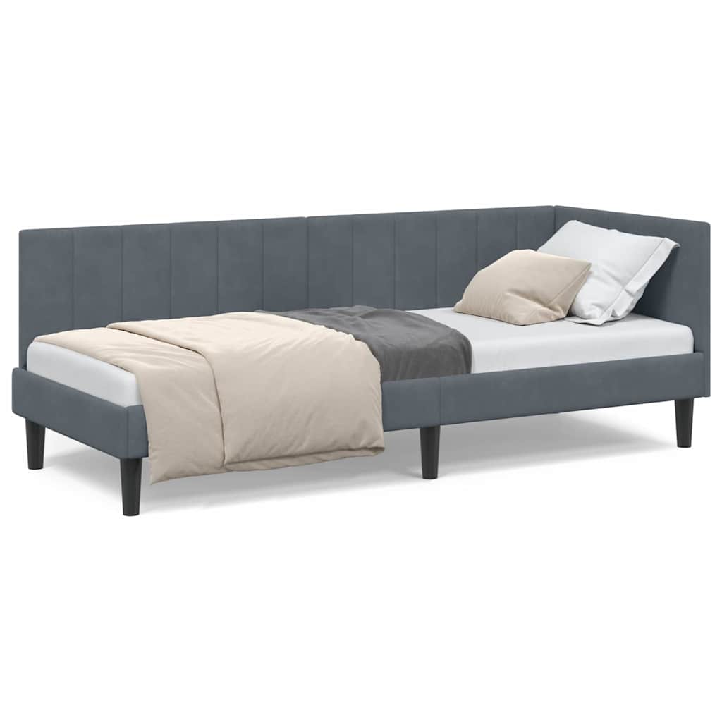 Cadre de lit d'angle Gris foncé 80 x 200 cm Velours - XIOS
