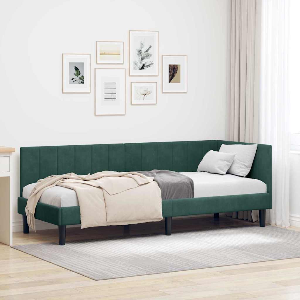 Cadre de lit d'angle Vert foncé 80 x 200 cm Velours - XIOS