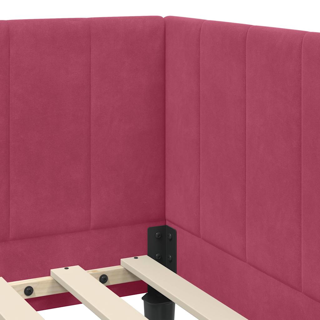 Cadre de lit d'angle Rouge bordeaux 80 x 200 cm Velours - XIOS