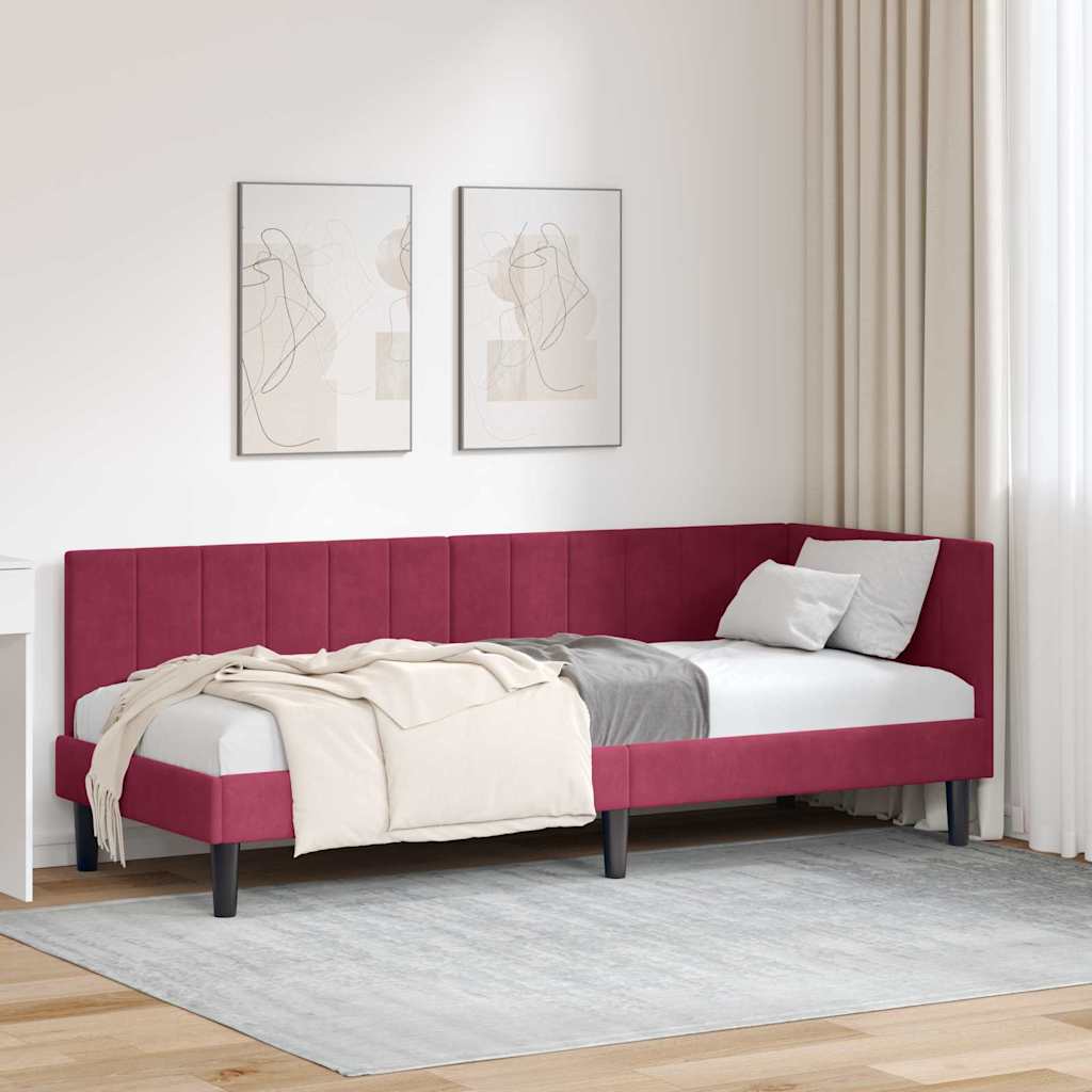 Cadre de lit d'angle Rouge bordeaux 80 x 200 cm Velours - XIOS