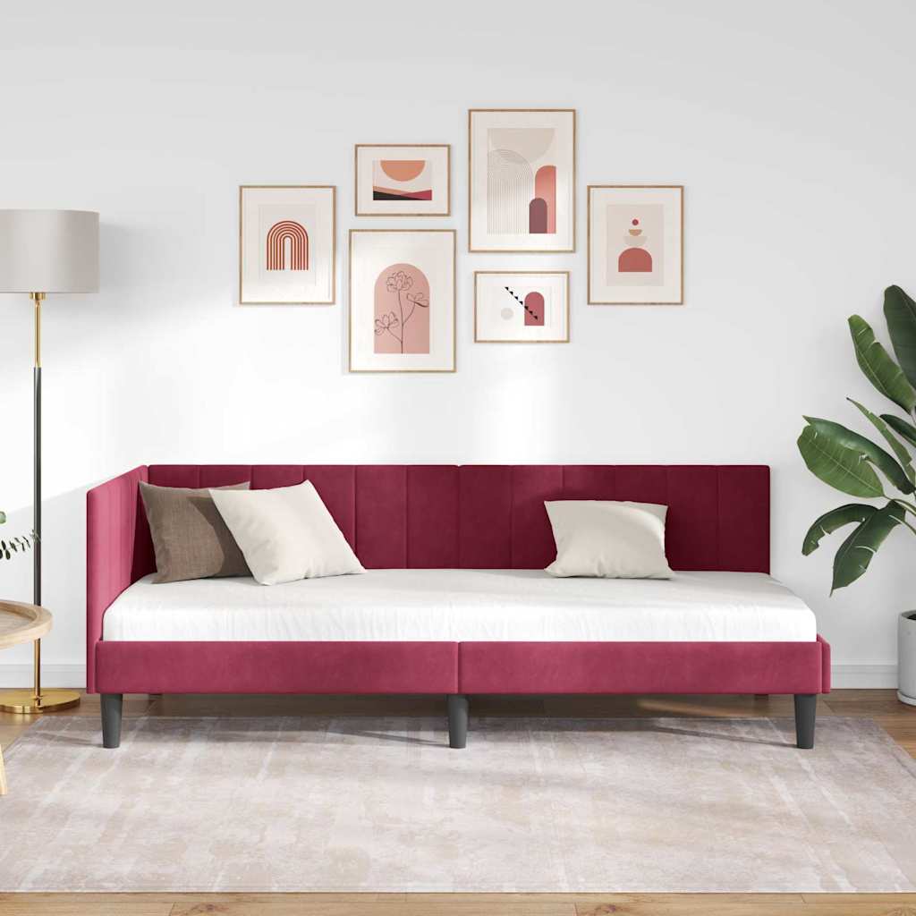 Cadre de lit d'angle Rouge bordeaux 80 x 200 cm Velours - XIOS