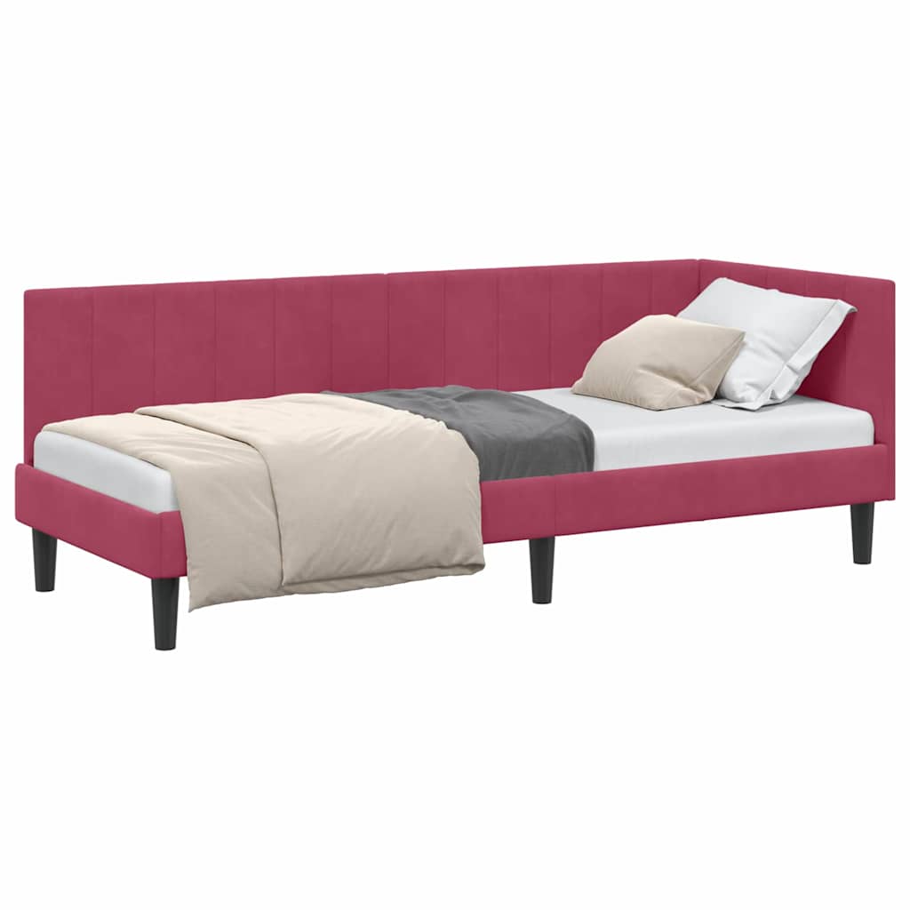 Cadre de lit d'angle Rouge bordeaux 80 x 200 cm Velours - XIOS