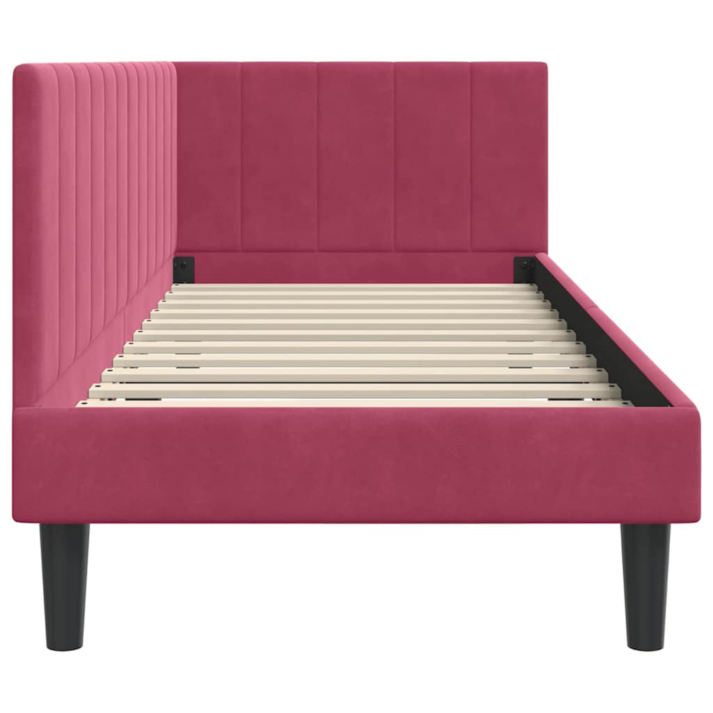 Cadre de lit d'angle Rouge bordeaux 80 x 200 cm Velours - XIOS