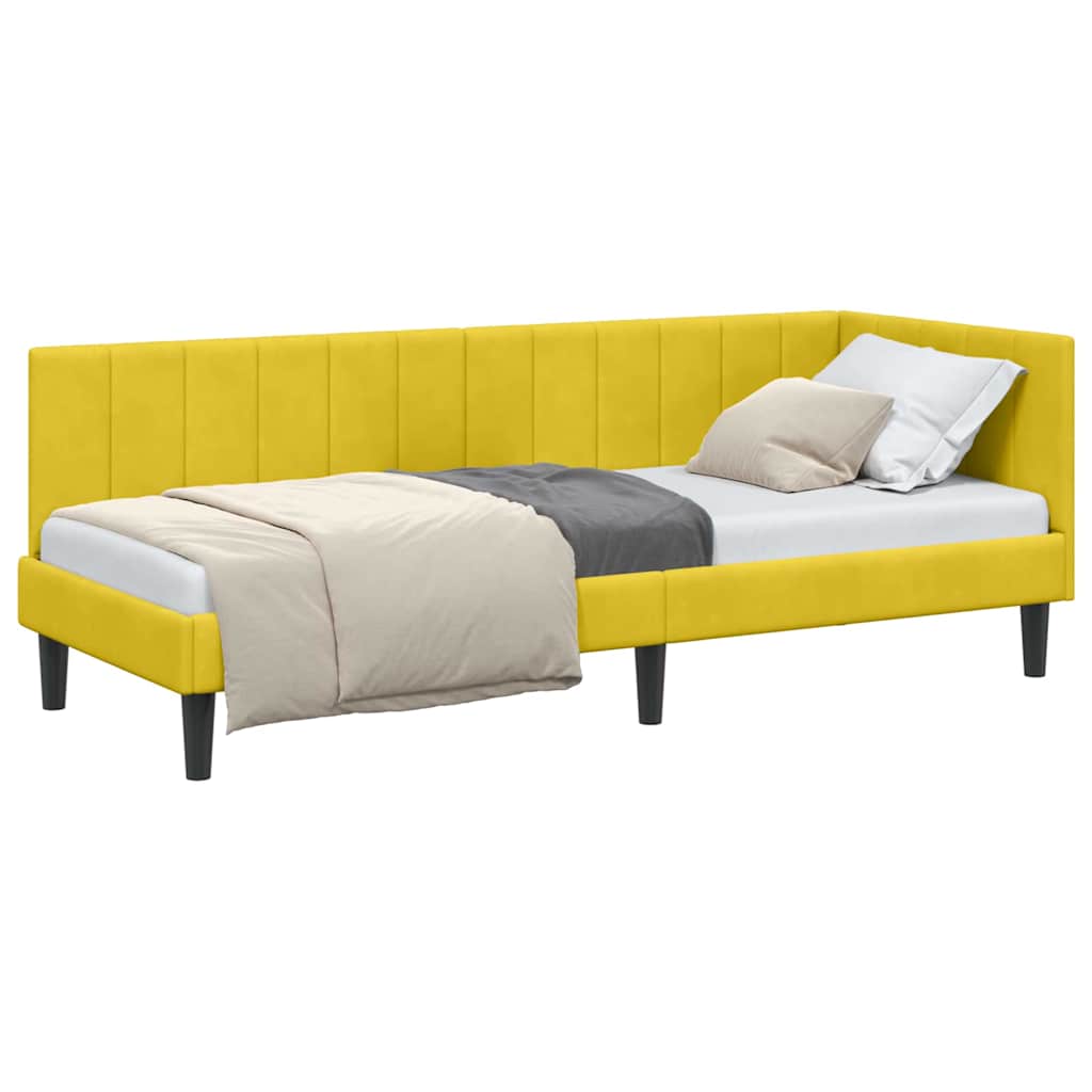 Cadre de lit d'angle avec tête de lit Jaune 80 x 200 cm Velours - XIOS