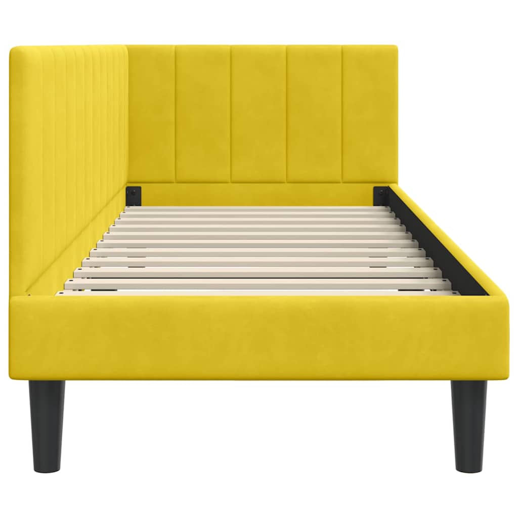 Cadre de lit d'angle avec tête de lit Jaune 80 x 200 cm Velours - XIOS
