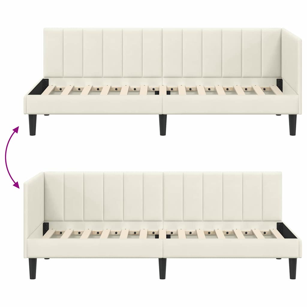 Cadre de lit d'angle avec tête de lit Crème 80 x 200 cm Velours - XIOS
