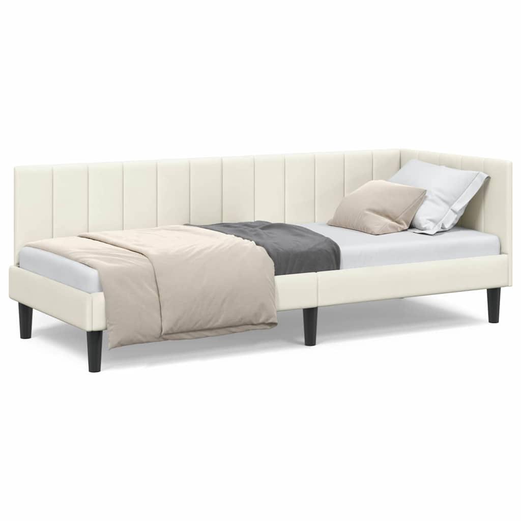Cadre de lit d'angle avec tête de lit Crème 80 x 200 cm Velours - XIOS