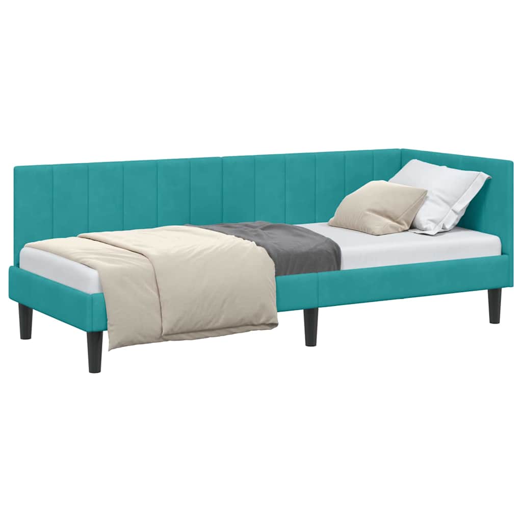 Cadre de lit d'angle Turquoise 80 x 200 cm Velours - XIOS