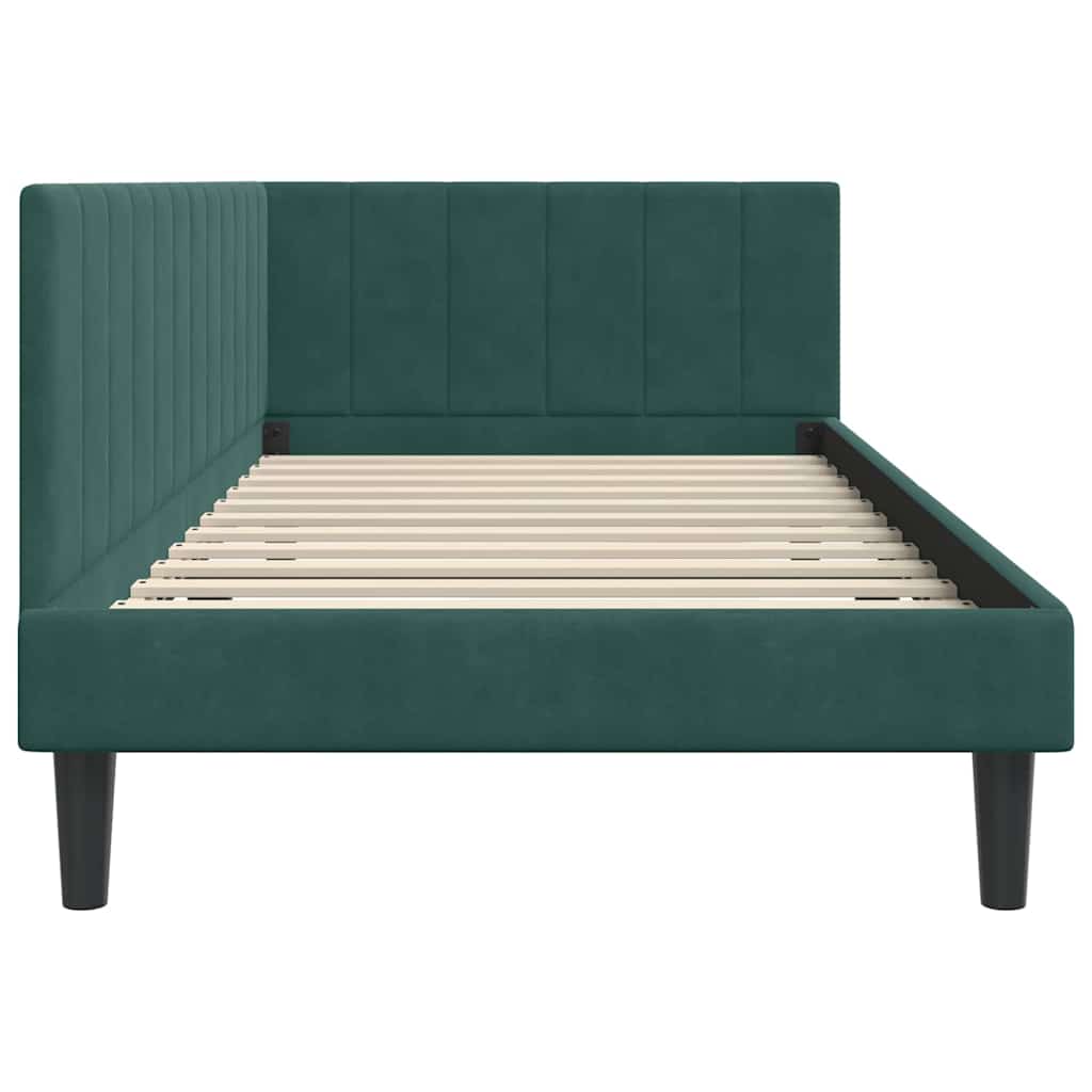 Cadre de lit d'angle Vert foncé 90 x 190 cm Velours - XIOS