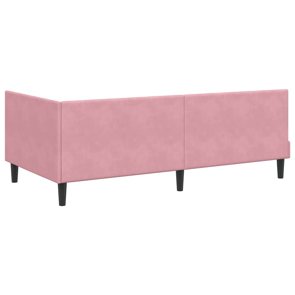 Cadre de lit d'angle Rose 90 cm x 190 cm Velours