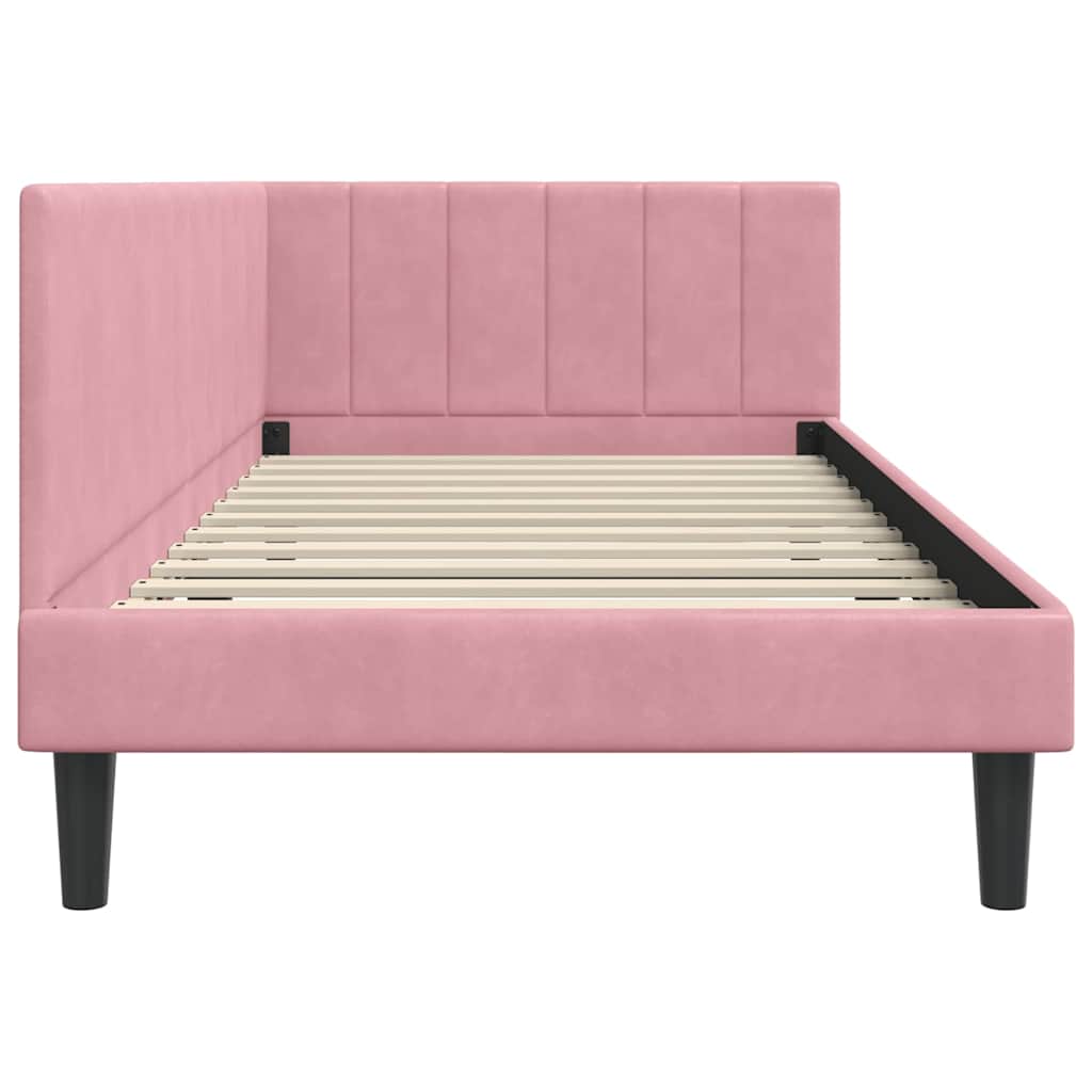 Cadre de lit d'angle Rose 90 cm x 190 cm Velours