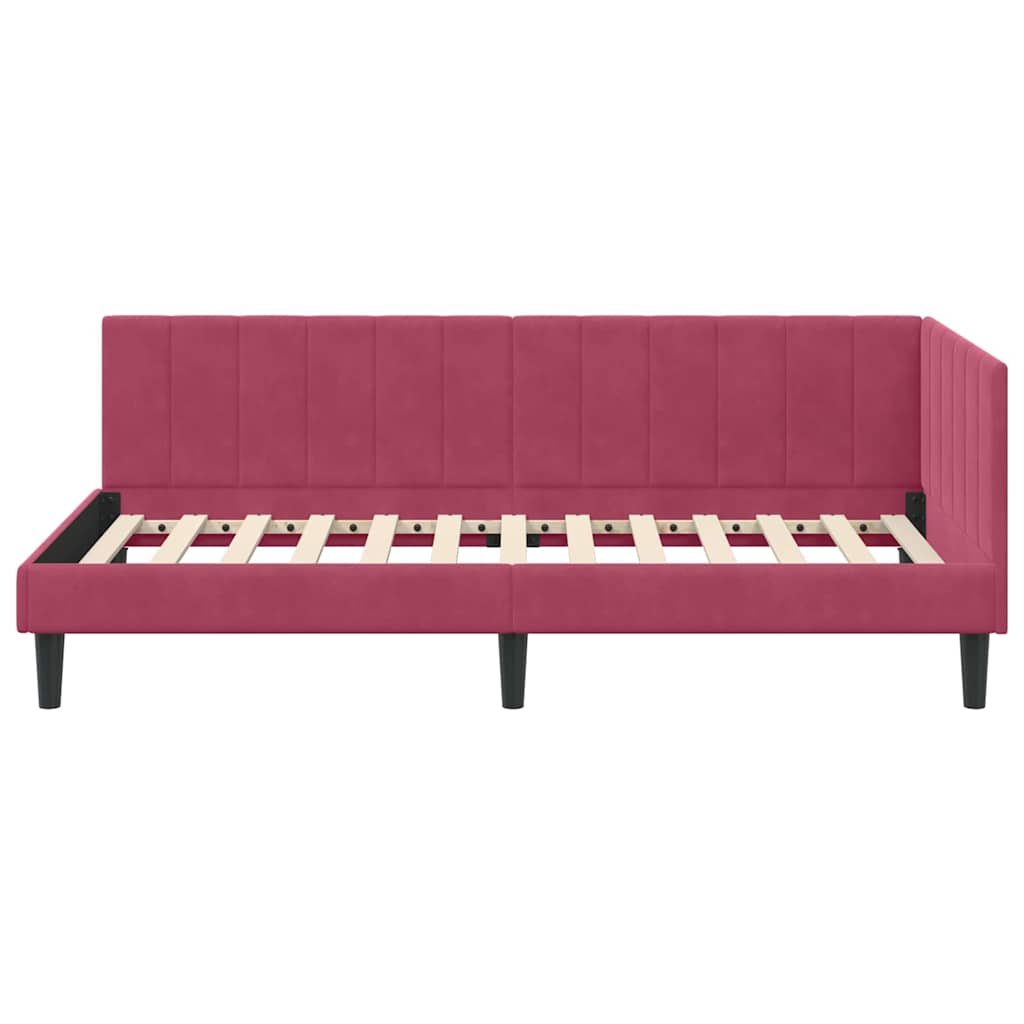 Cadre de lit d'angle Rouge bordeaux 90 x 190 cm Velours - XIOS
