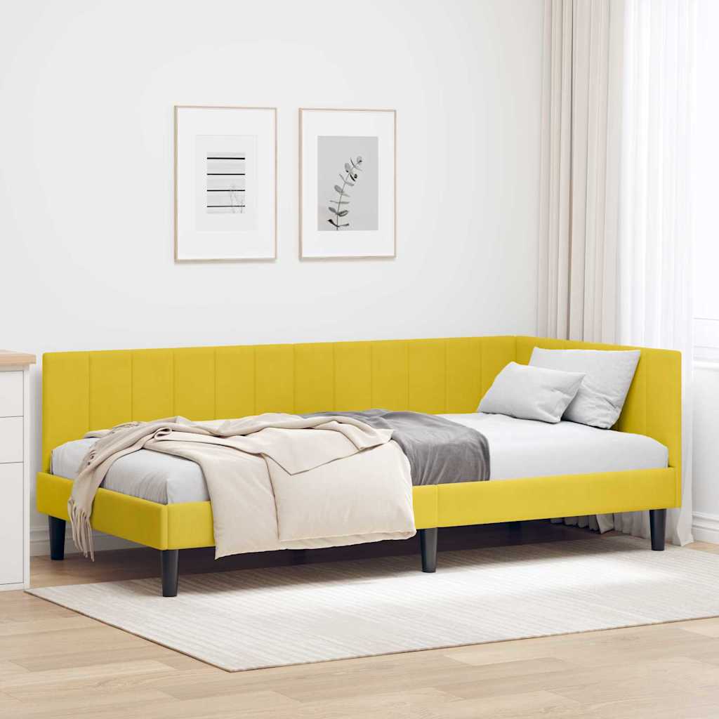 Cadre de lit d'angle avec tête de lit Jaune 90 x 200 cm Velours - XIOS