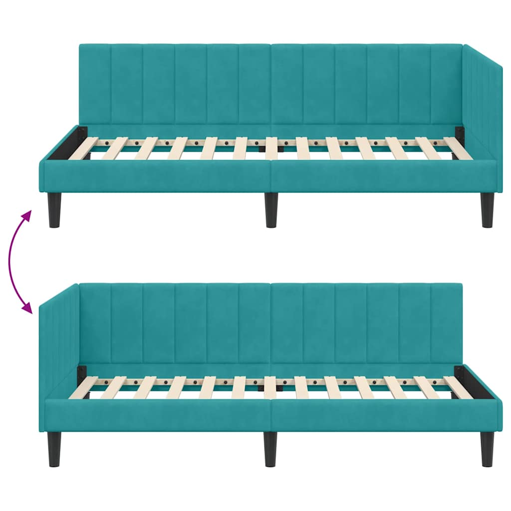 Cadre de lit d'angle Turquoise 100 x 200 cm Velours - XIOS