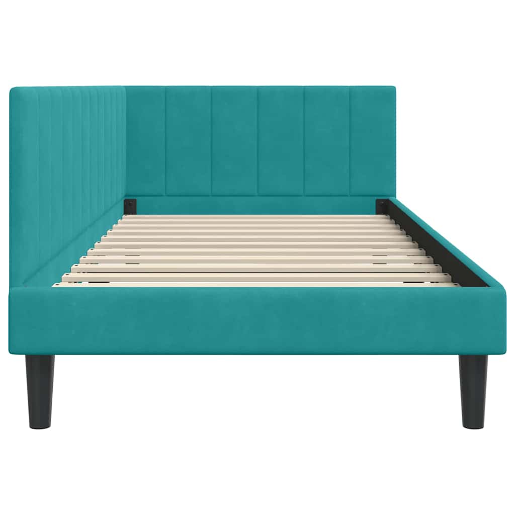 Cadre de lit d'angle Turquoise 100 x 200 cm Velours - XIOS
