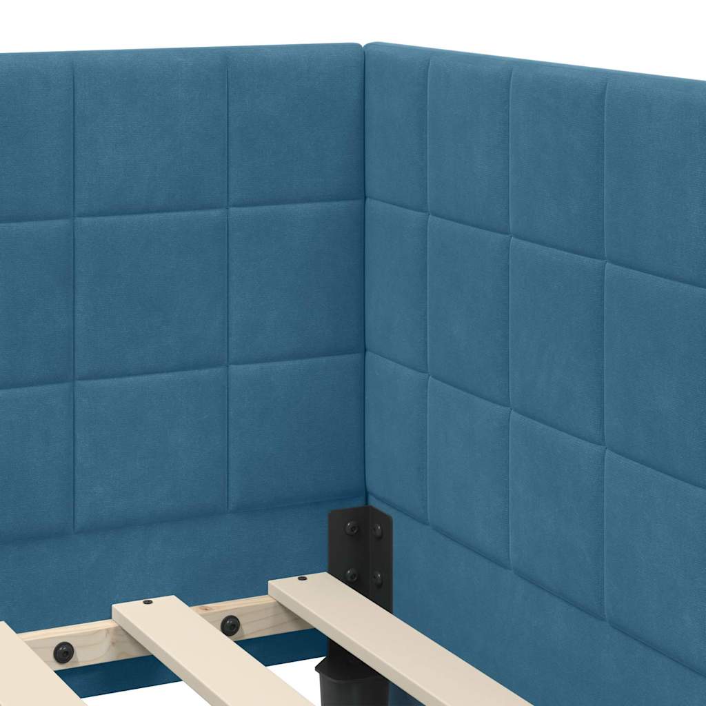 Cadre de lit d'angle Bleu 80 cm x 200 cm Velours - XIOS